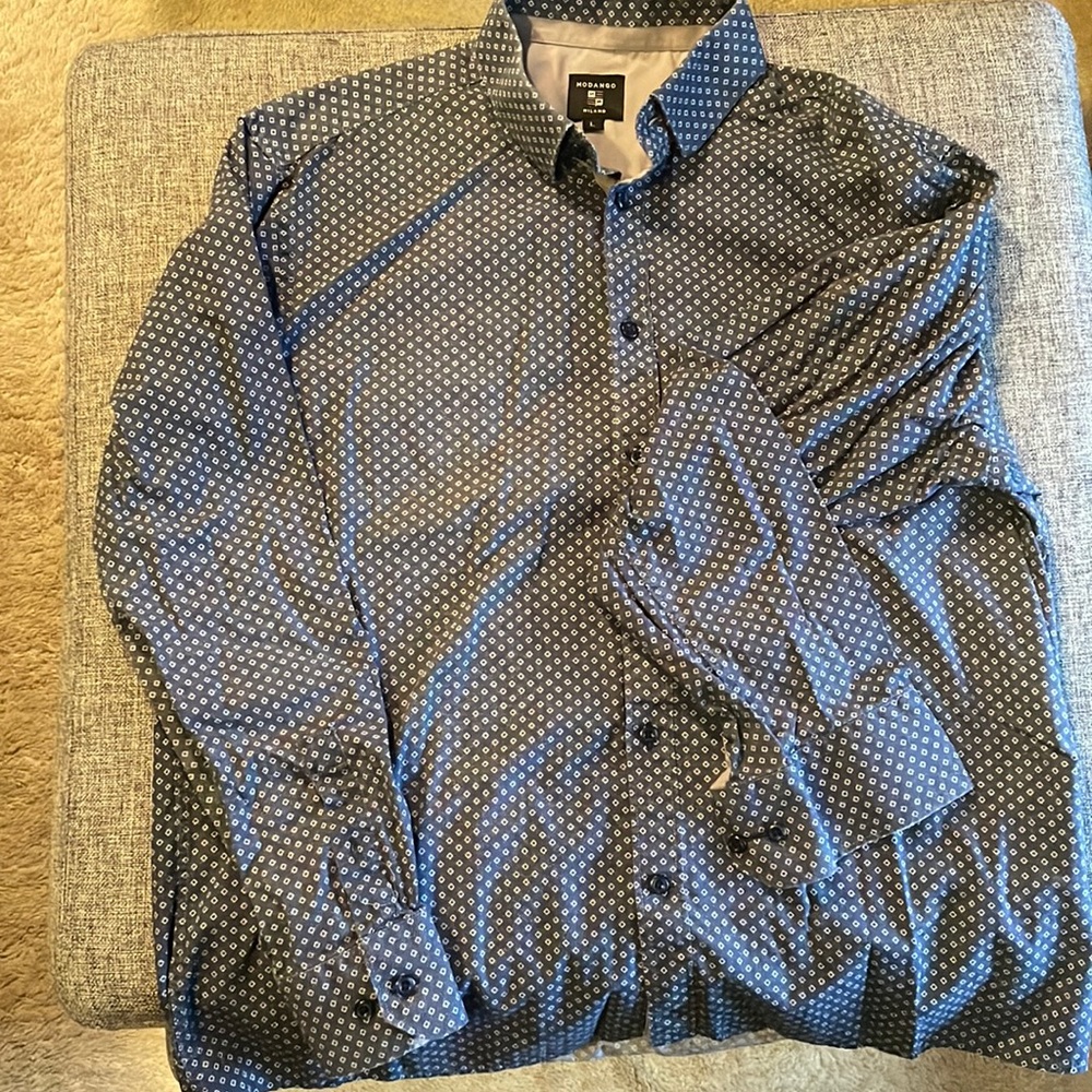 MODANGO MILANO long sleeve dress shirt, grayish hue colour, size L, 100% cotton